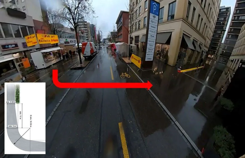 Sicherheitsskizze der Zürichstrasse für den Uster Märt.